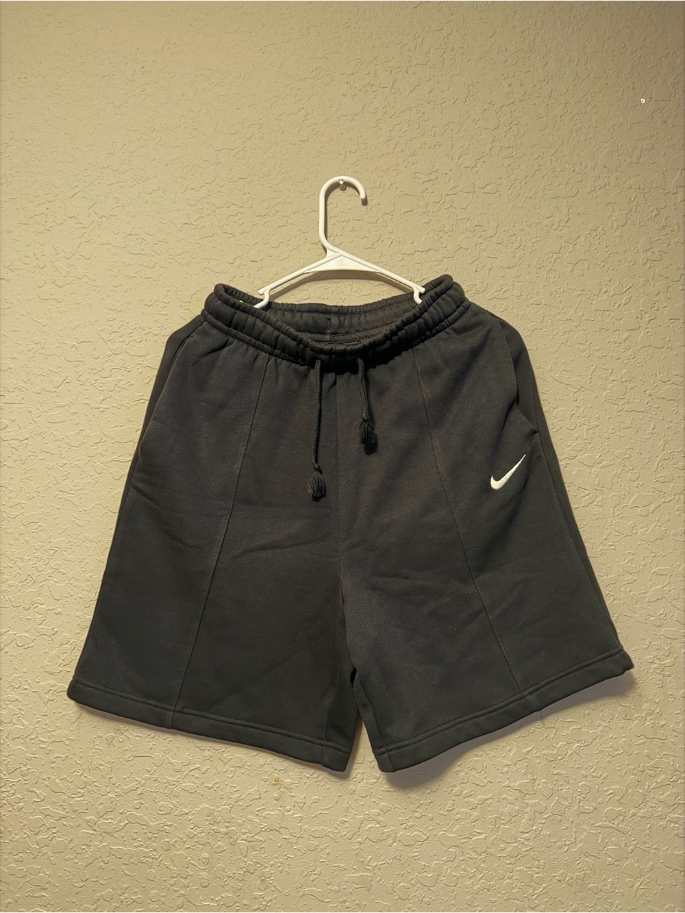 Nike Men's Black Athletic Drawstring Shorts with White Swoosh